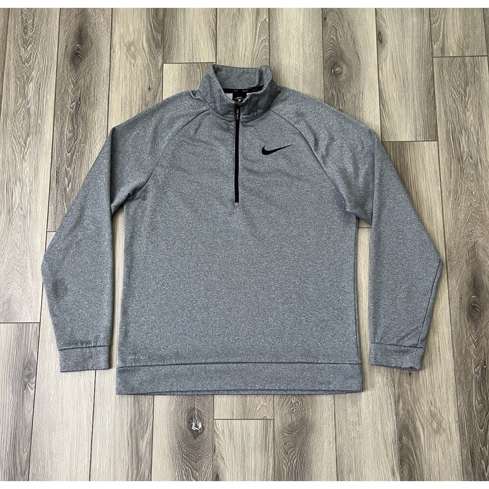Nike Sweatshirt Mens Sz M Gray Therma Dri-Fit Training 1/4 Zip Fleece Pullover